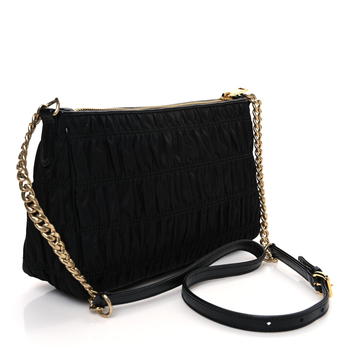 Tessuto Nylon Gaufre Shoulder Bag Black