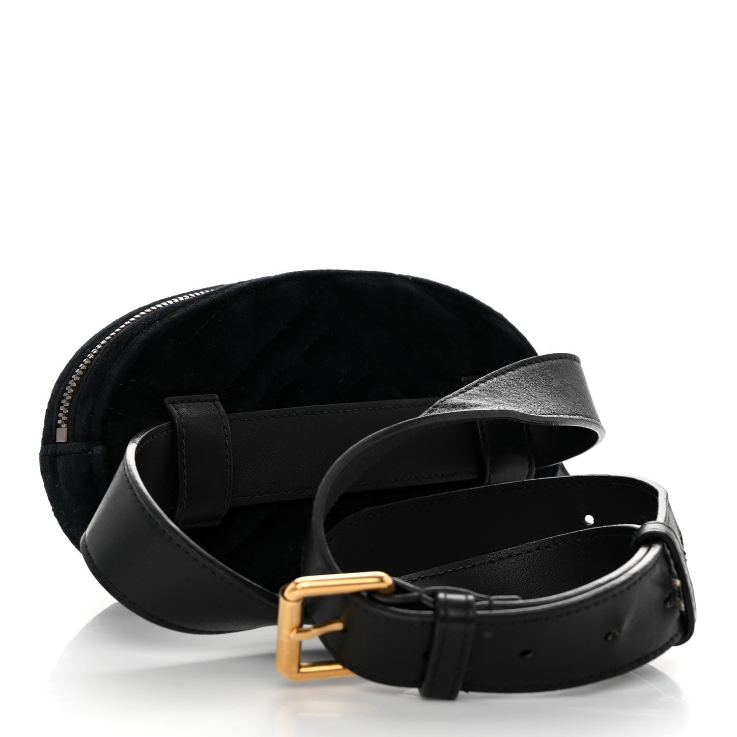 Gucci Velvet Matelasse Marquise Crystals GG Marmont Belt Bag 85 34 Black 3 of 12
