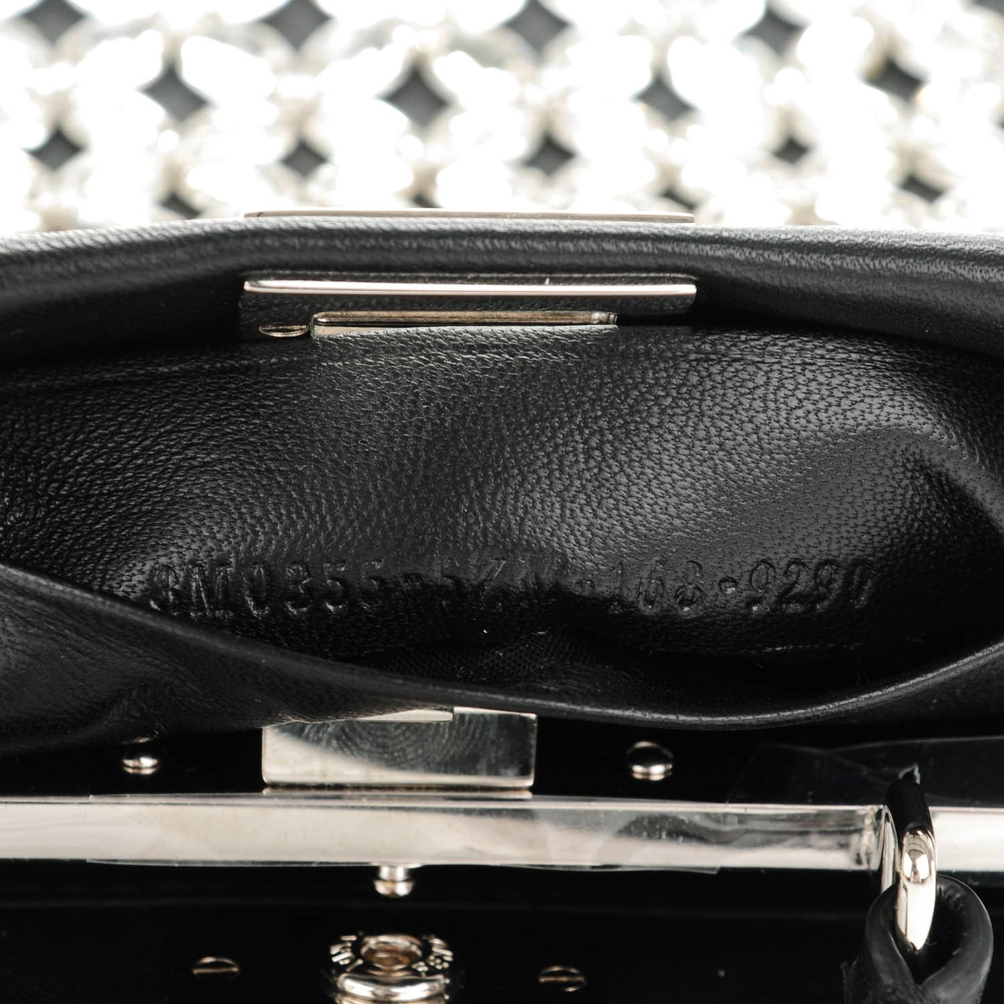 Satin Crystal Shiny Nappa Embroidered Micro Peekaboo Iconic Satchel Black Crystal