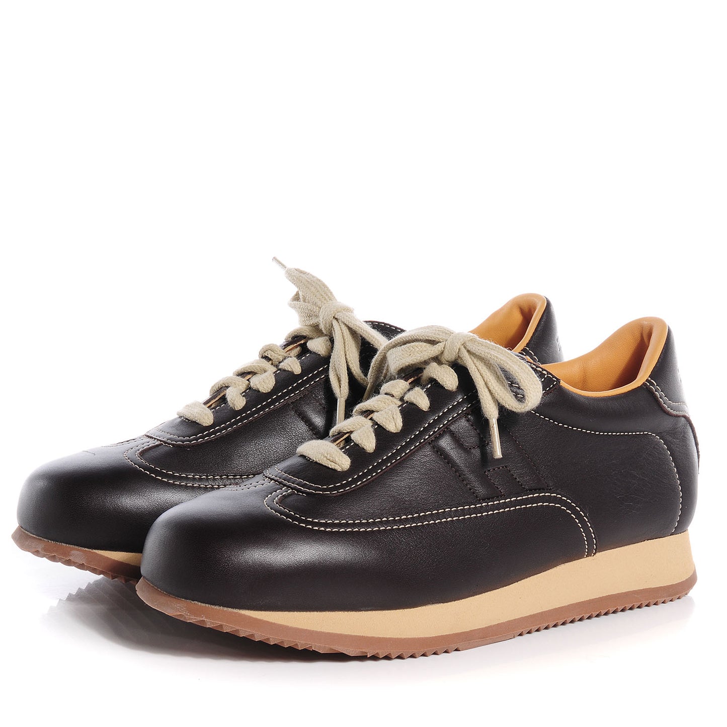 Leather Quick Sneakers 37.5 Brown