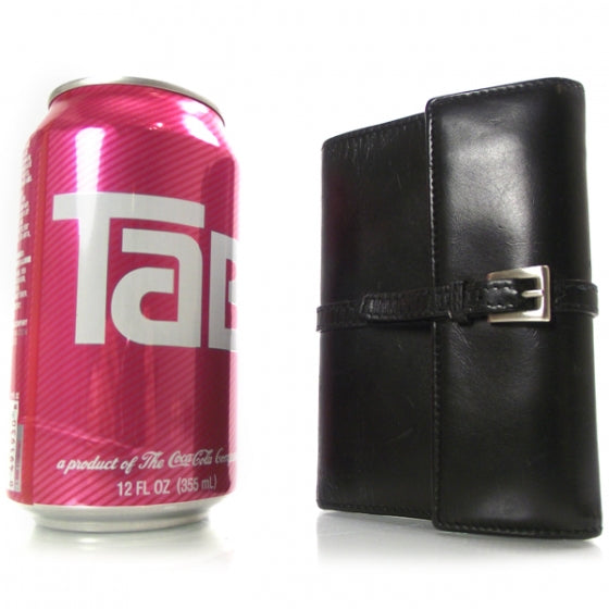 Leather Buckle Wallet Nero
