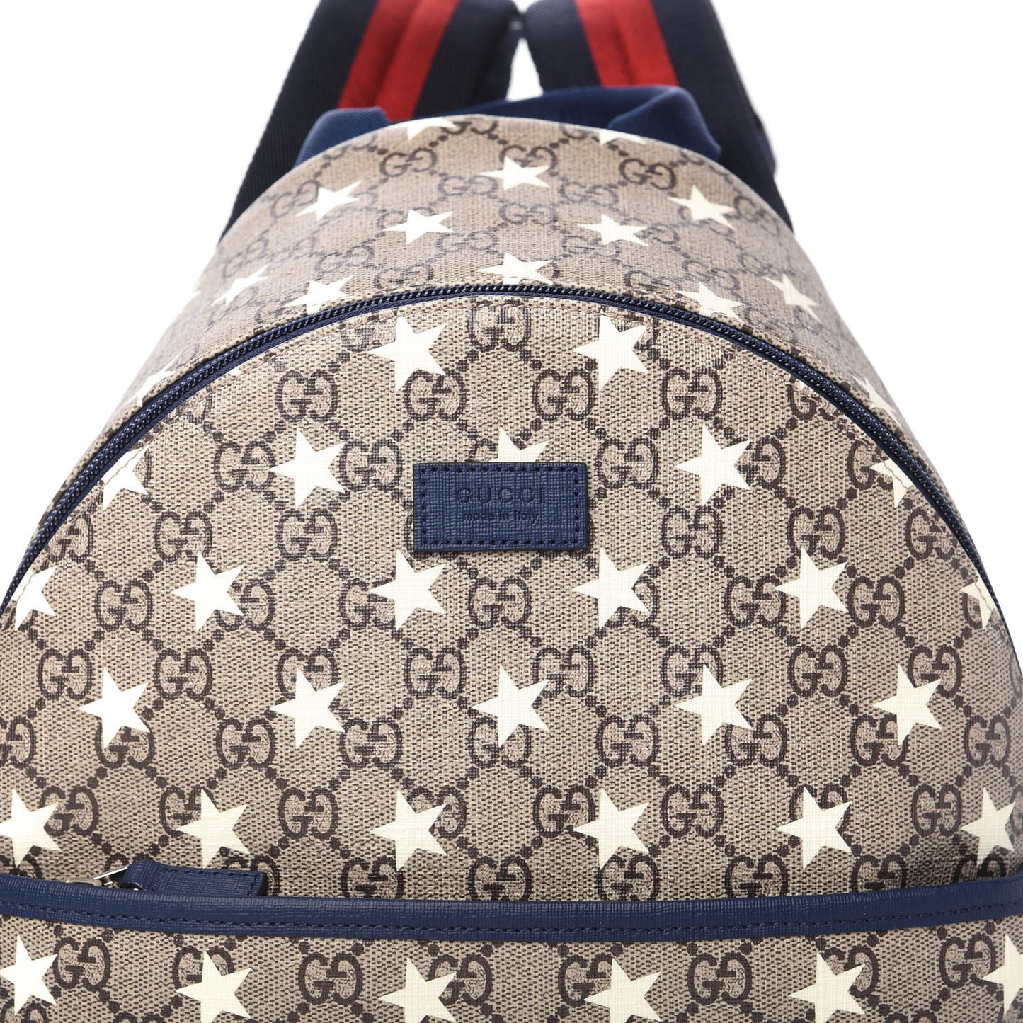 GG Supreme Monogram Stars Childrens Backpack Beige Ebony Yellow Royal