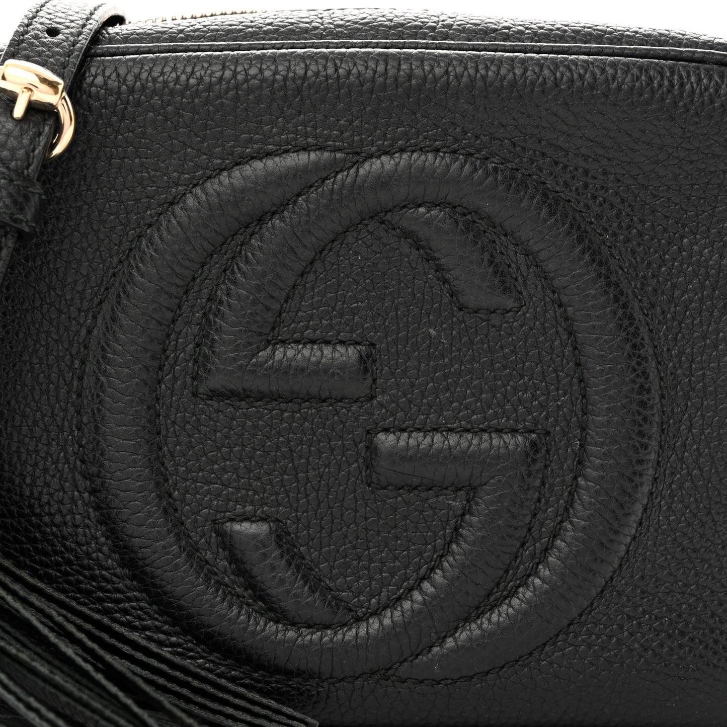 Pebbled Calfskin Small Soho Disco Bag Black