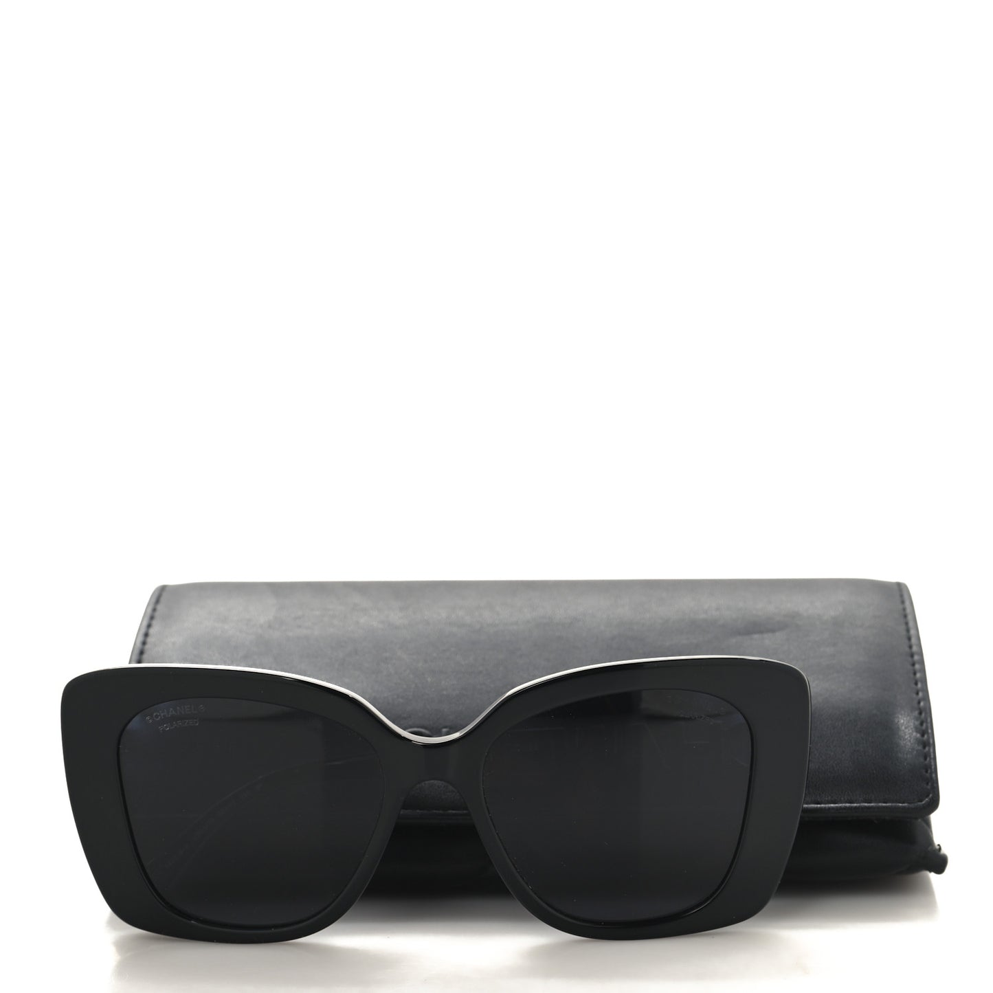 Acetate Strass Polarized Square Sunglasses 5422-B Black