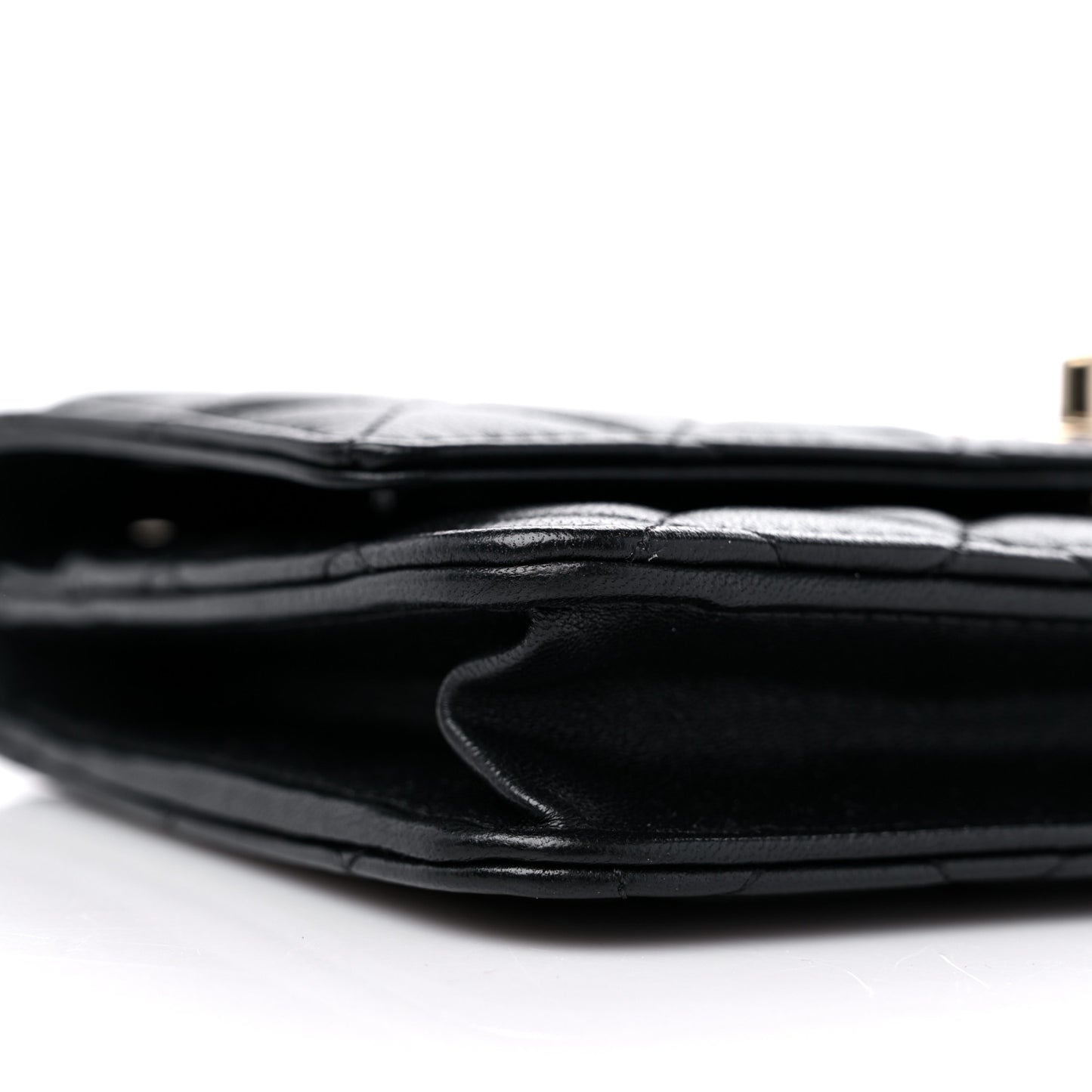 Lambskin Quilted Trendy CC Wallet On Chain WOC Black