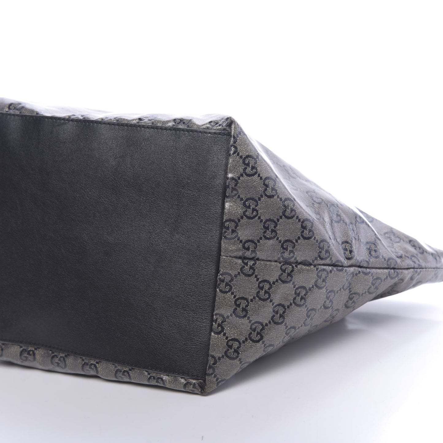 Crystal Monogram Medium Web Handle Bucket Tote Black