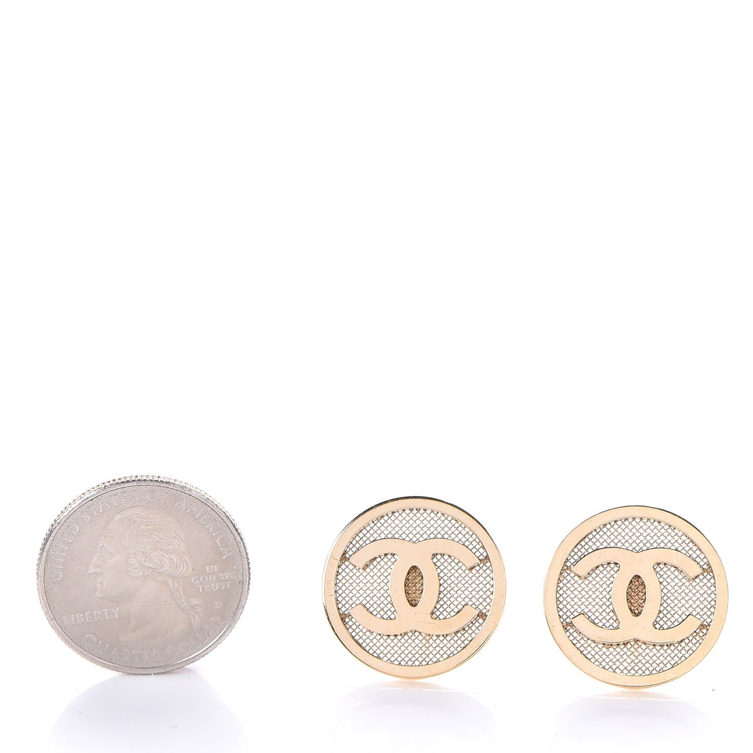 Chanel Mesh CC Earrings Light Gold 2 of 5