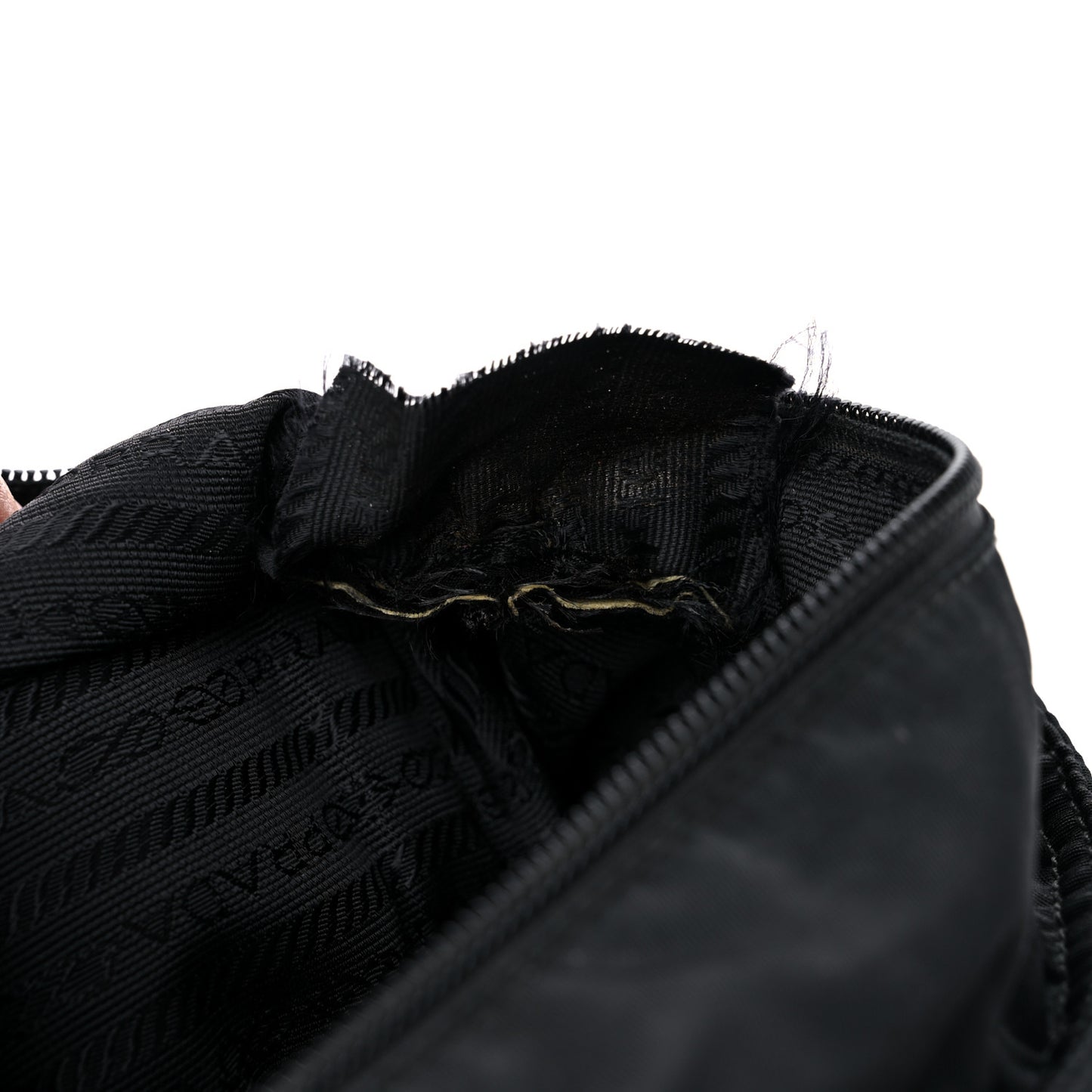 Nylon Tessuto Acciaio Chain Shoulder Bag Black