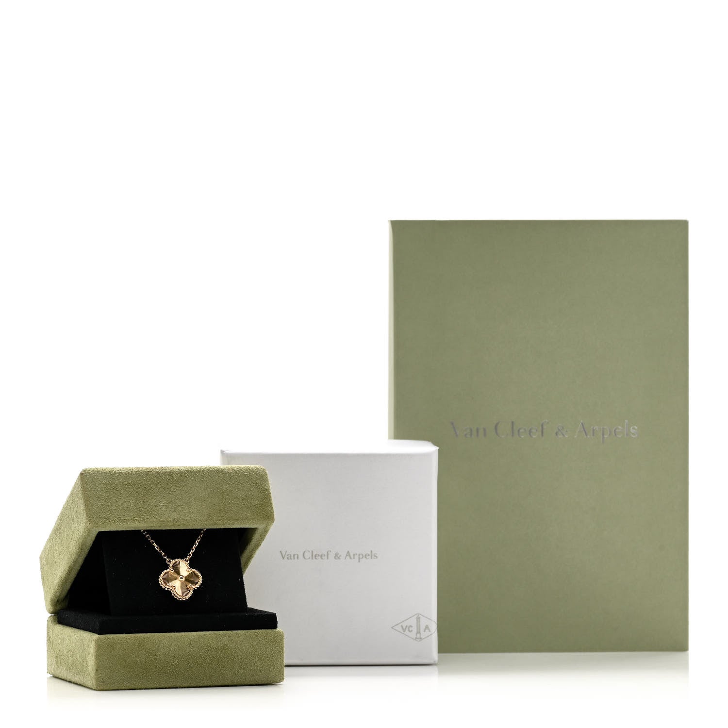 Van Cleef & Arpels 18K Yellow Gold Guilloche Vintage Alhambra Pendant Necklace 6 of 6