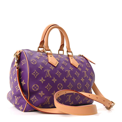 Louis Vuitton Calfskin Embroidered Monogram Speedy P9 Bandouliere 30 Golden Lotus Purple 4 of 10