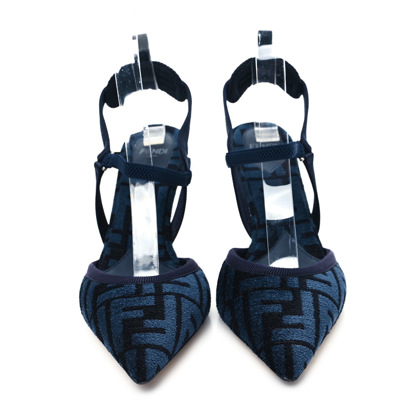 Chenille Jacquard FF Colibri Lite 85mm Slingback Pumps 37 Blue Black