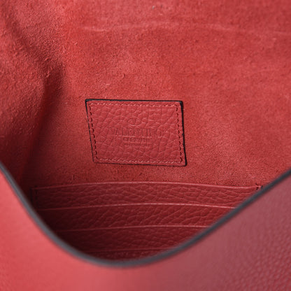Valentino Garavani Pebbled Calfskin Medium Rockstud Envelope Flat Wristlet Pouch Red 6 of 7