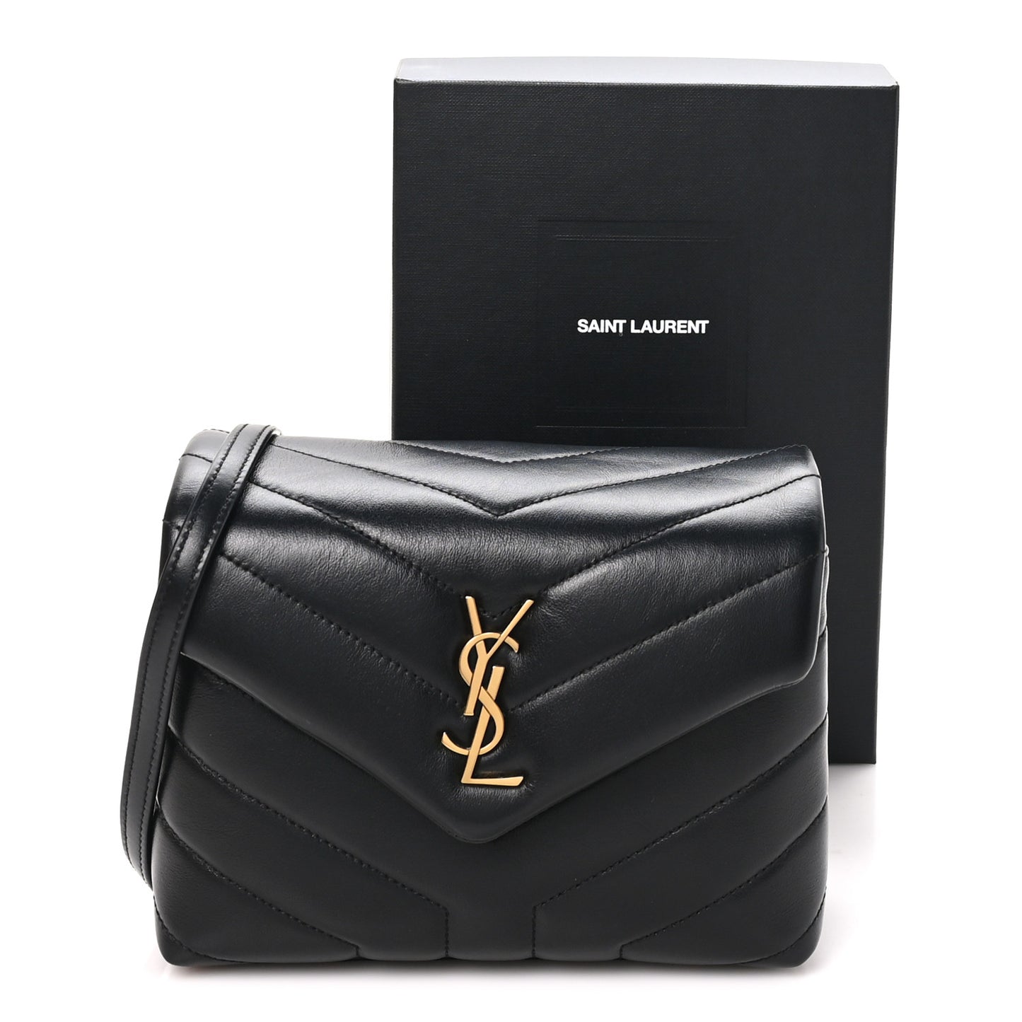 Calfskin Y Quilted Monogram Toy Loulou Crossbody Bag Black