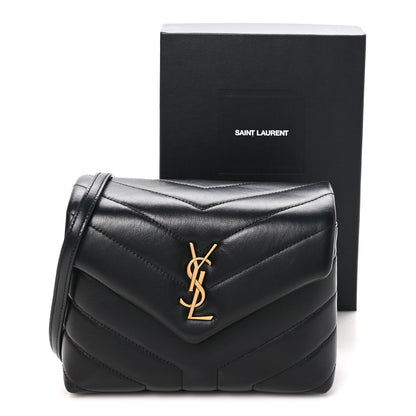 Saint Laurent Calfskin Y Quilted Monogram Toy Loulou Crossbody Bag Black 10 of 10