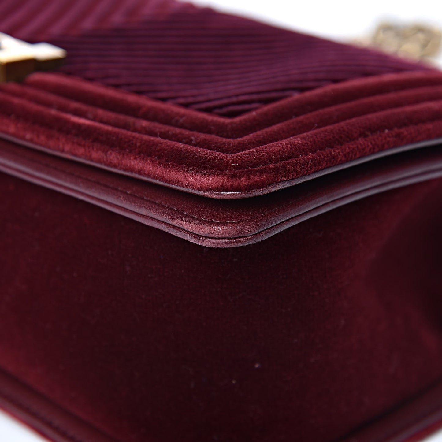 Velvet Chevron Quilted Medium Boy Flap Burgundy