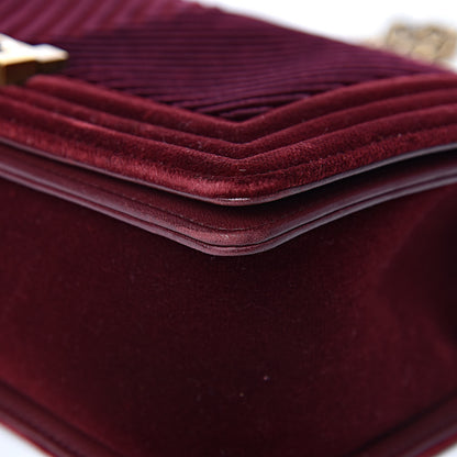 Chanel Velvet Chevron Quilted Medium Boy Flap Burgundy 10 of 15