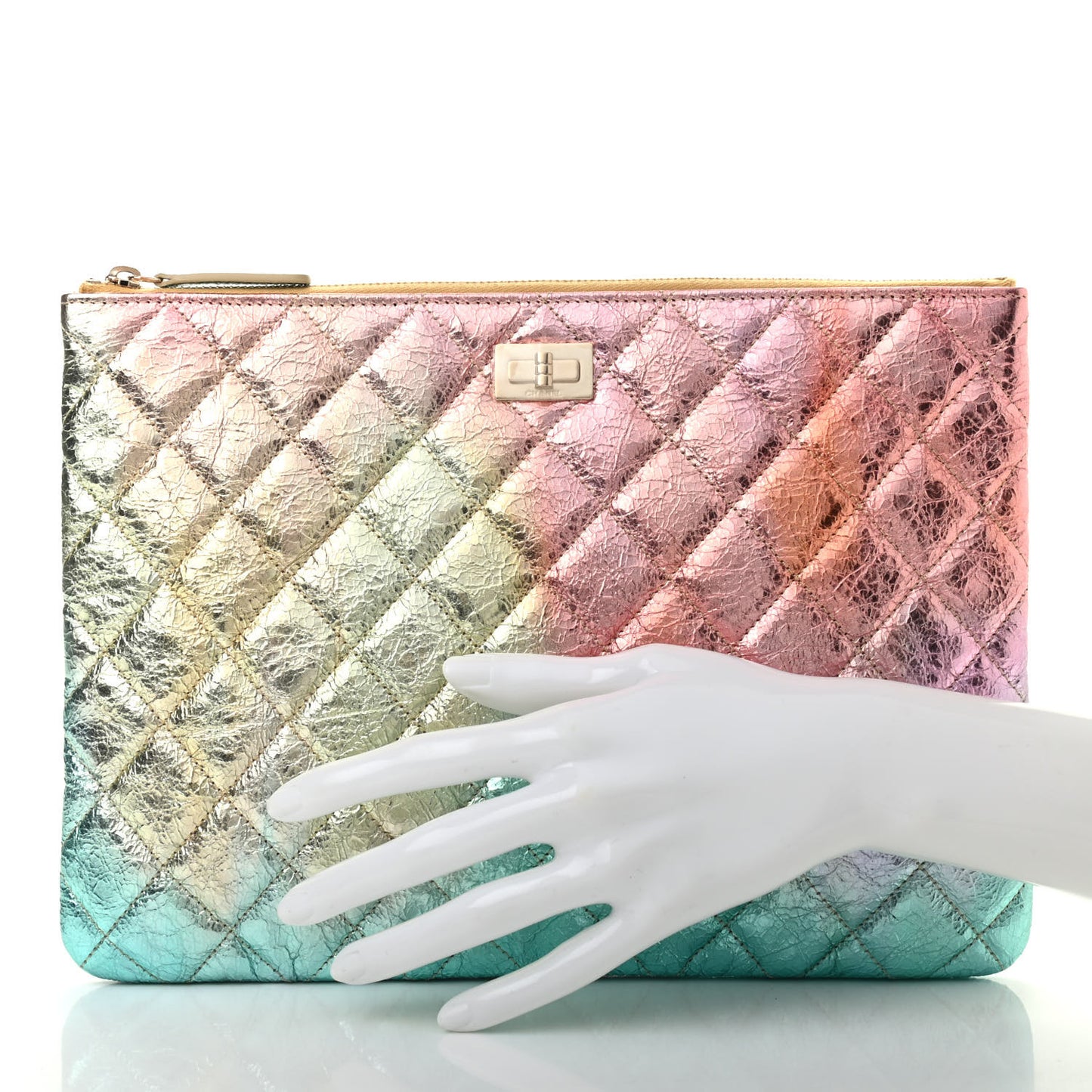 Metallic Goatskin Quilted Medium 2.55 Reissue Cosmetic Case Multicolor