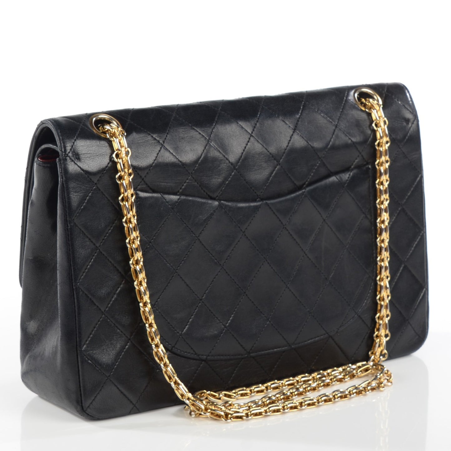 Lambskin Quilted Medium Double Flap Bijoux Chain Black