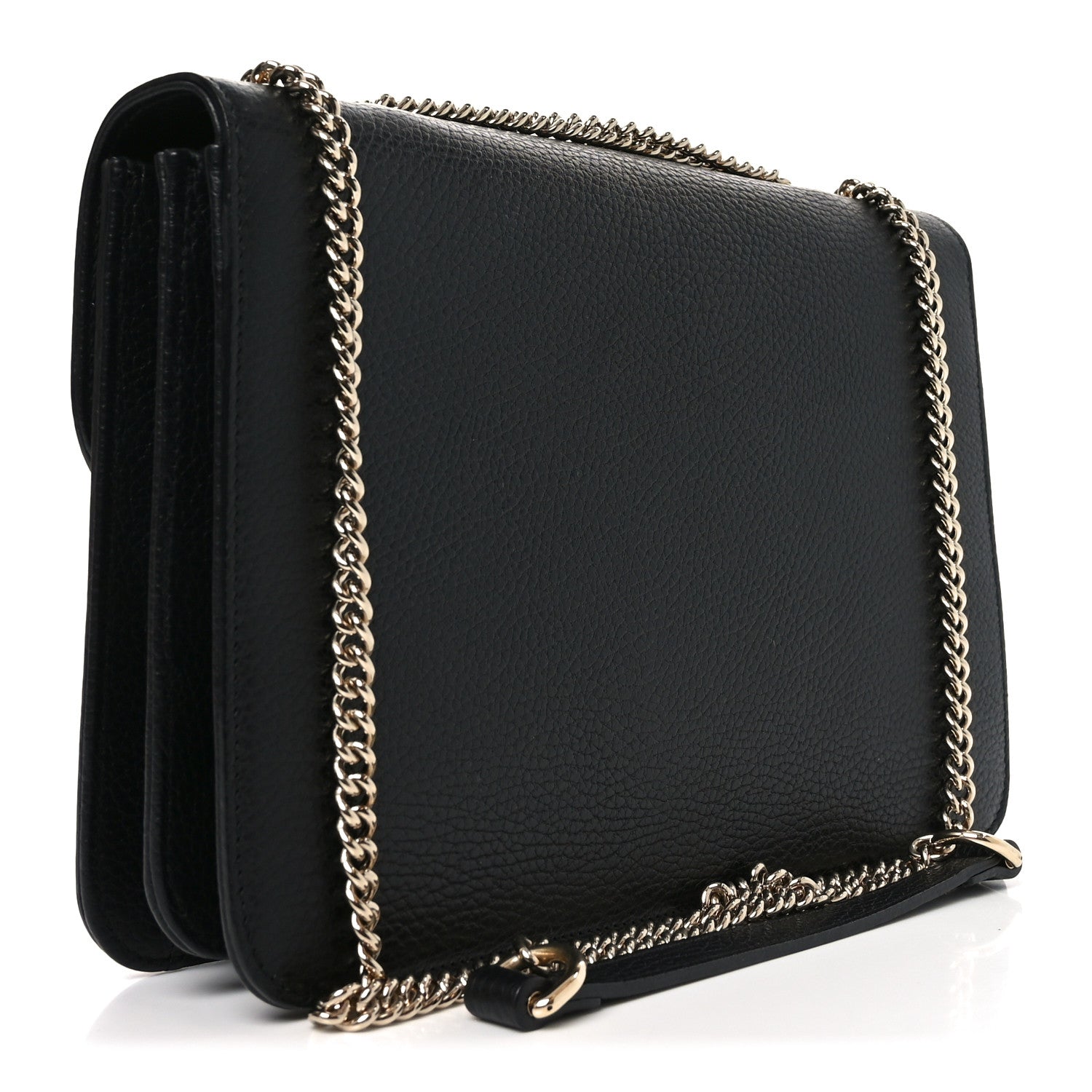 Gucci Dollar Calfskin Interlocking G Shoulder Bag Black 3 of 11