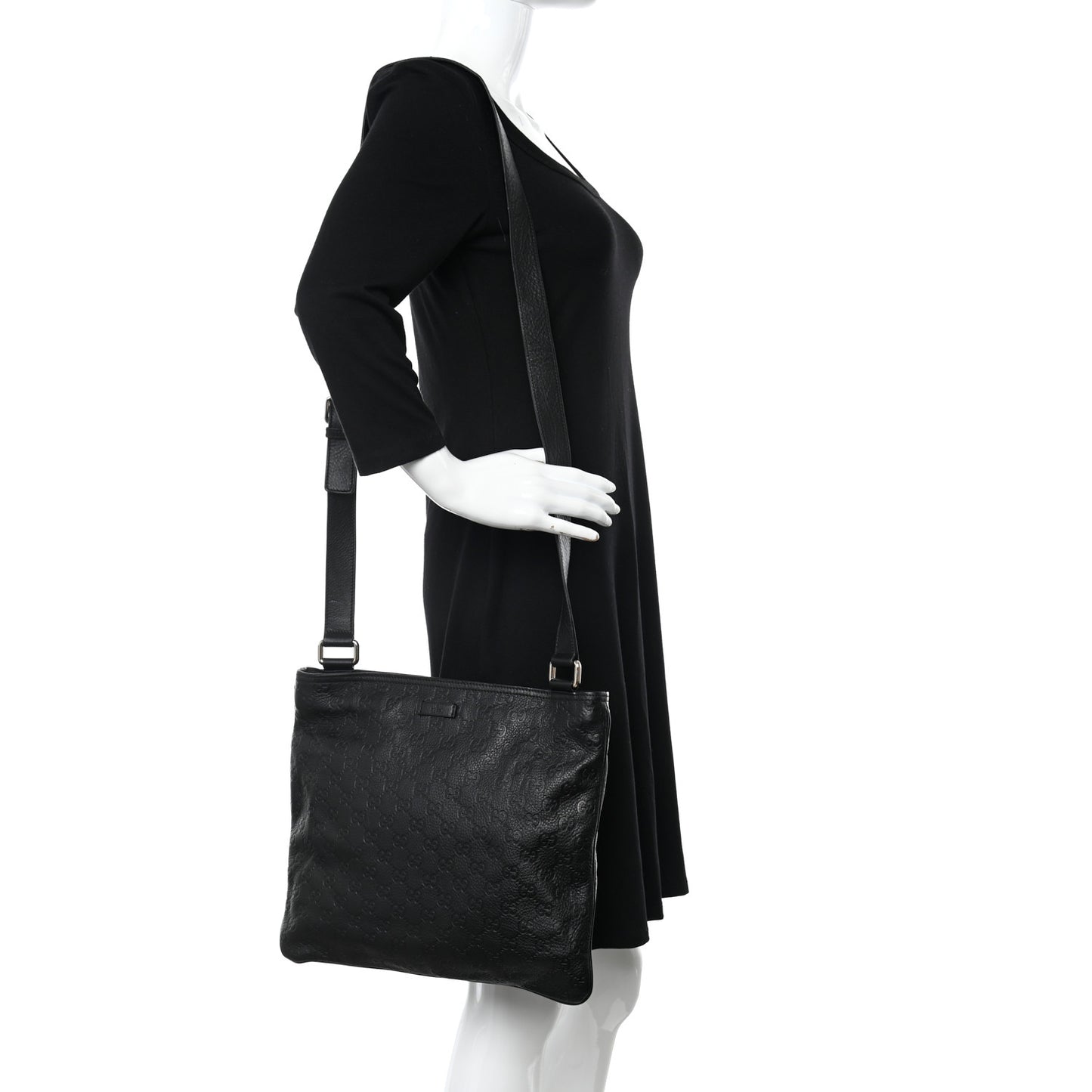 Guccissima Flat Messenger Bag Black