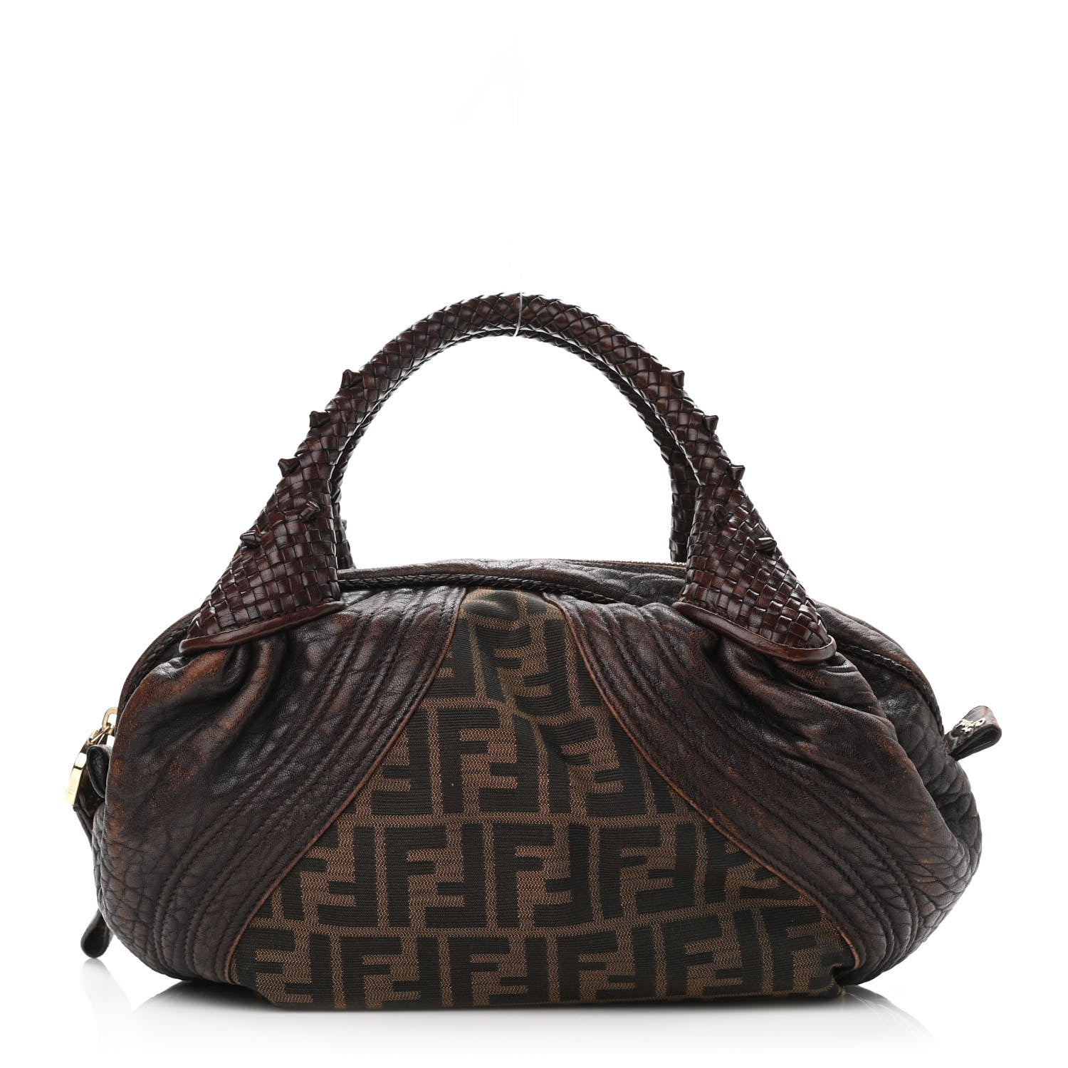 Fendi Zucca Nappa Nuvolata Vitello Tortuga Spy Bowler Tobacco Moro 1 of 11