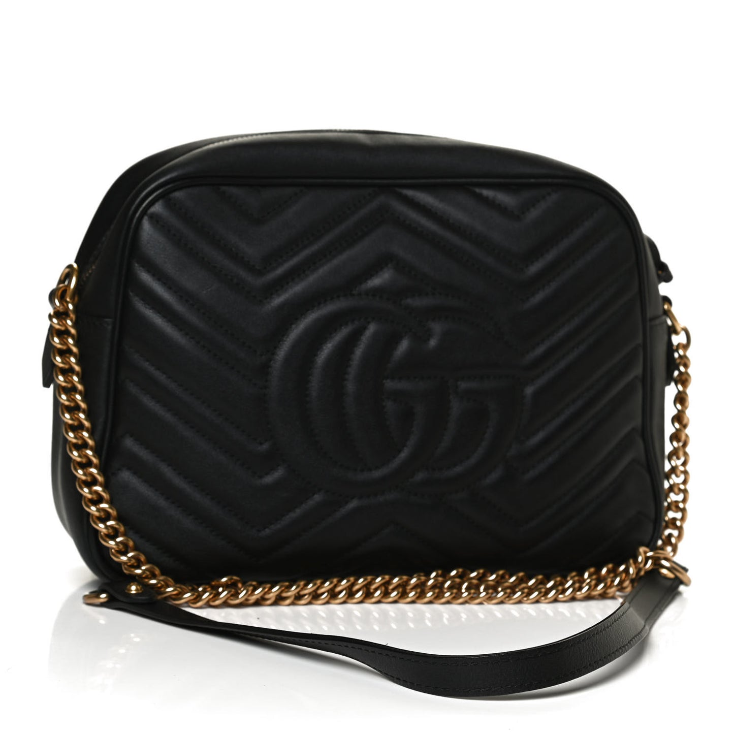 Calfskin Matelasse Medium GG Marmont Chain Shoulder Bag Black
