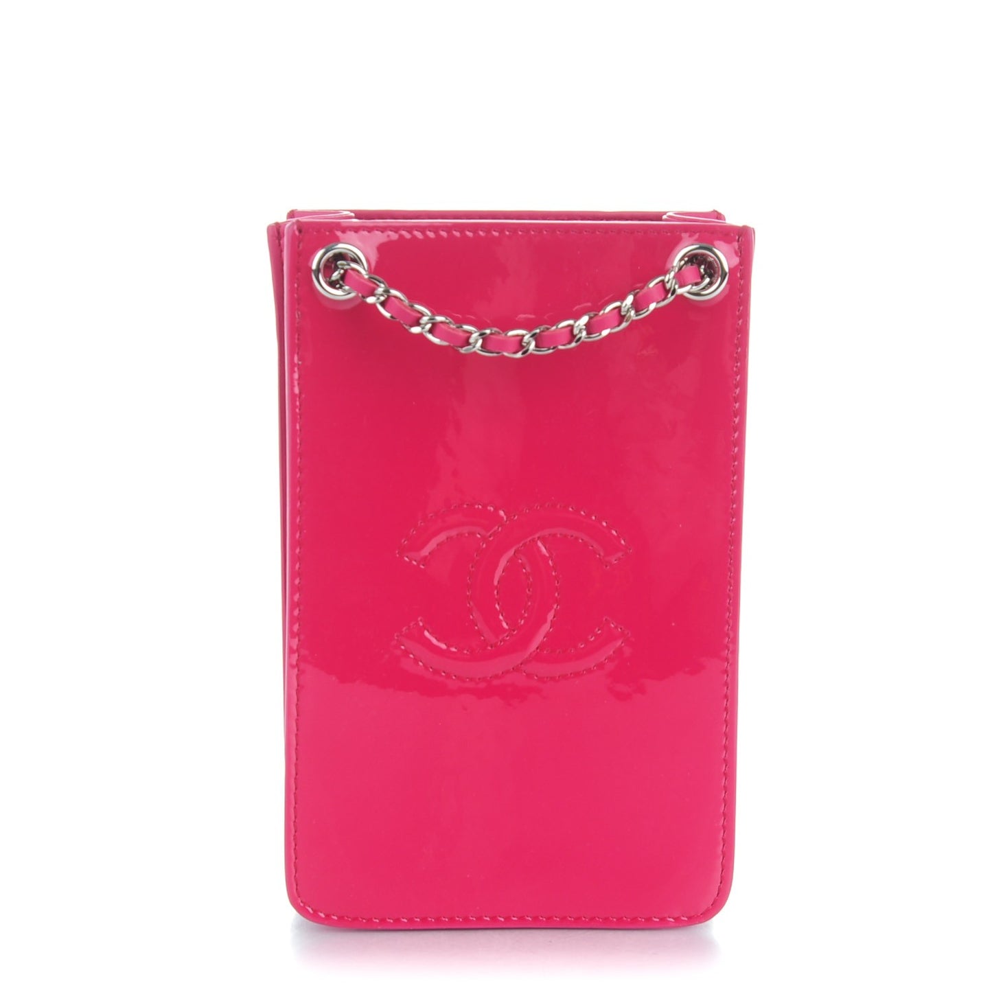 Patent Crossbody CC Phone Holder Dark Pink