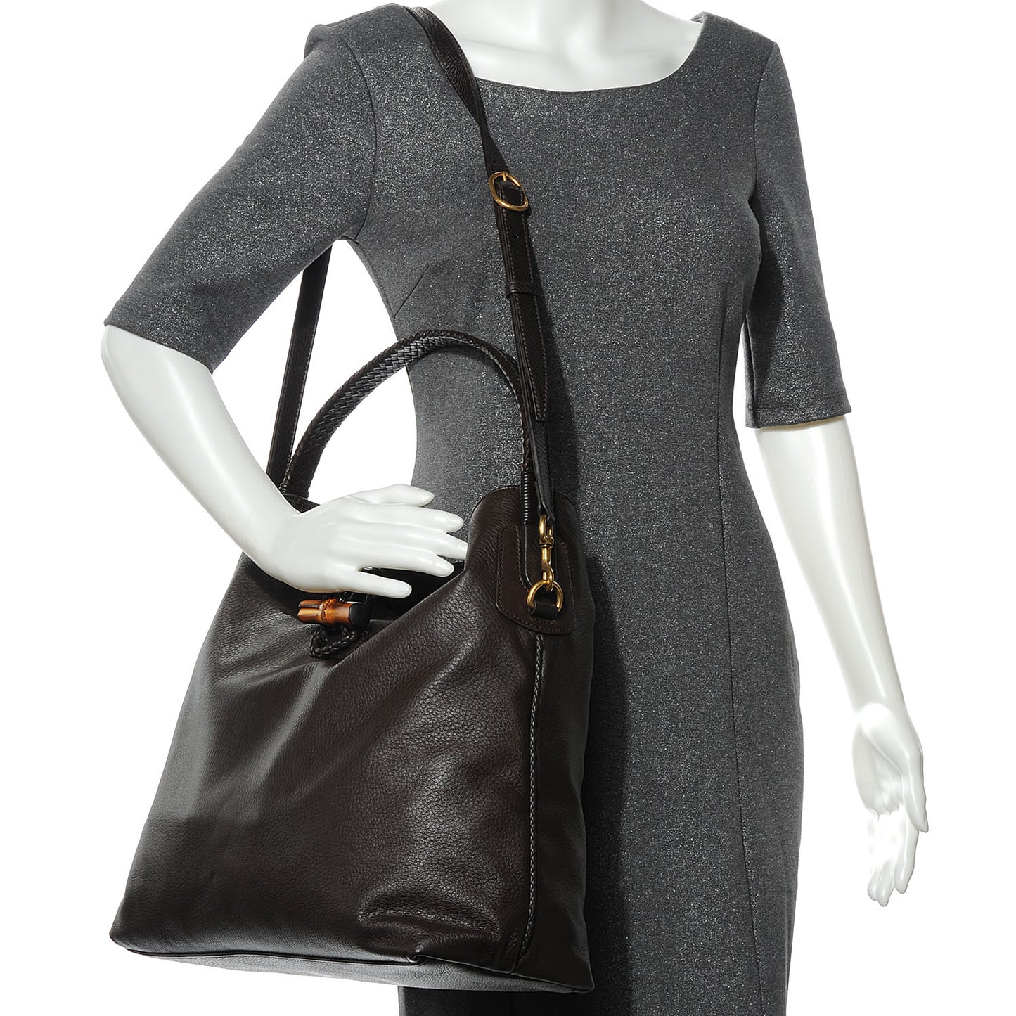 Deerskin Large Hip Bamboo Hobo Dark Cocoa