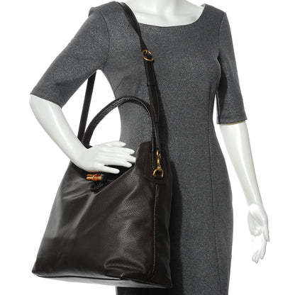 Gucci Deerskin Large Hip Bamboo Hobo Dark Cocoa 2 of 7