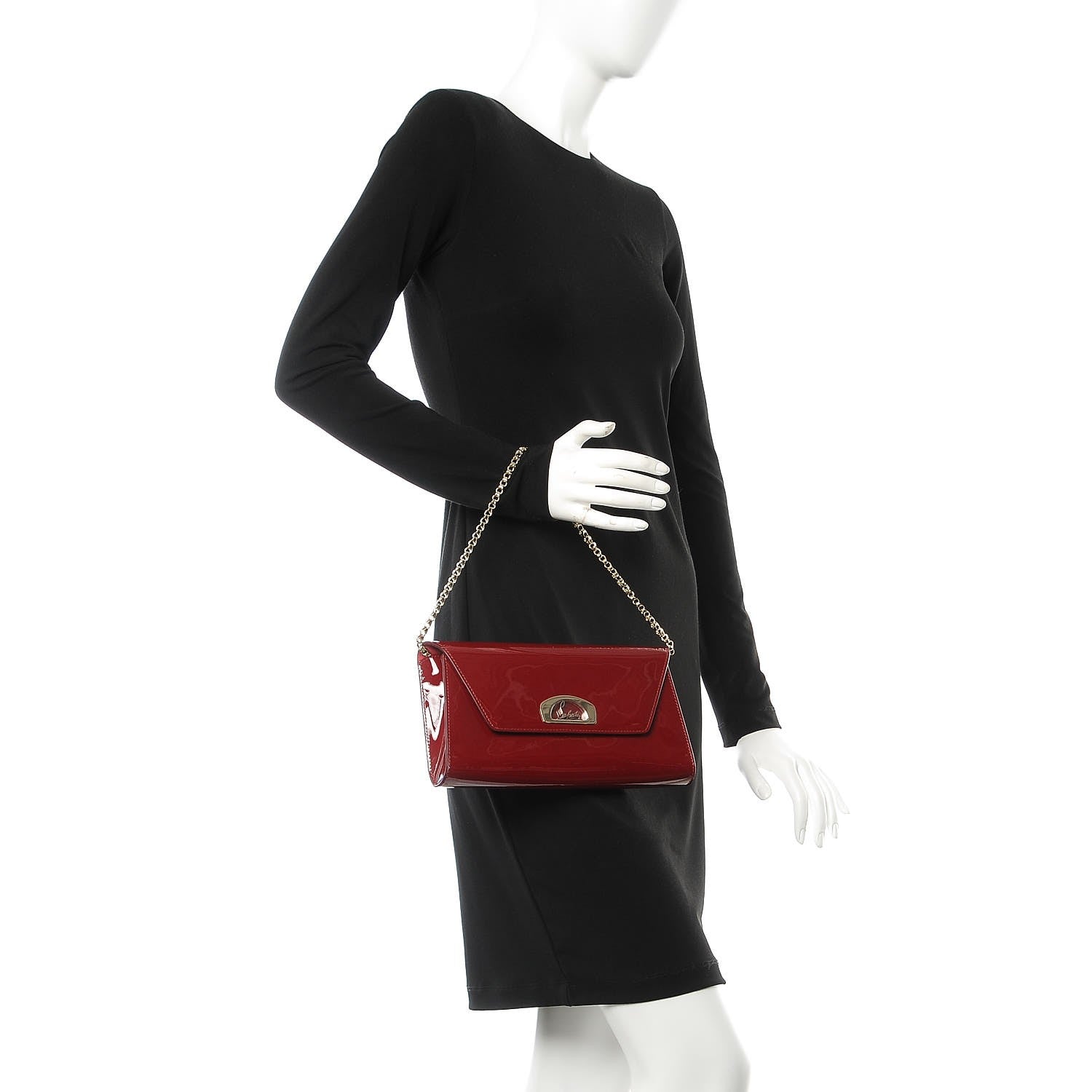 Christian Louboutin Patent Vero Dodat Clutch Carmin 2 of 7