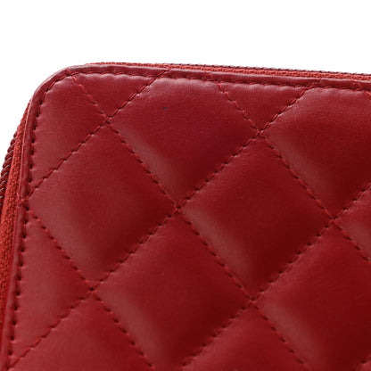 Chanel Calfskin Quilted Cambon Zip Around Organizer Wallet Red 13 of 14