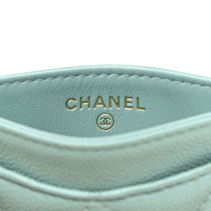 Chanel Caviar Quilted Card Holder Light Blue 6 of 9