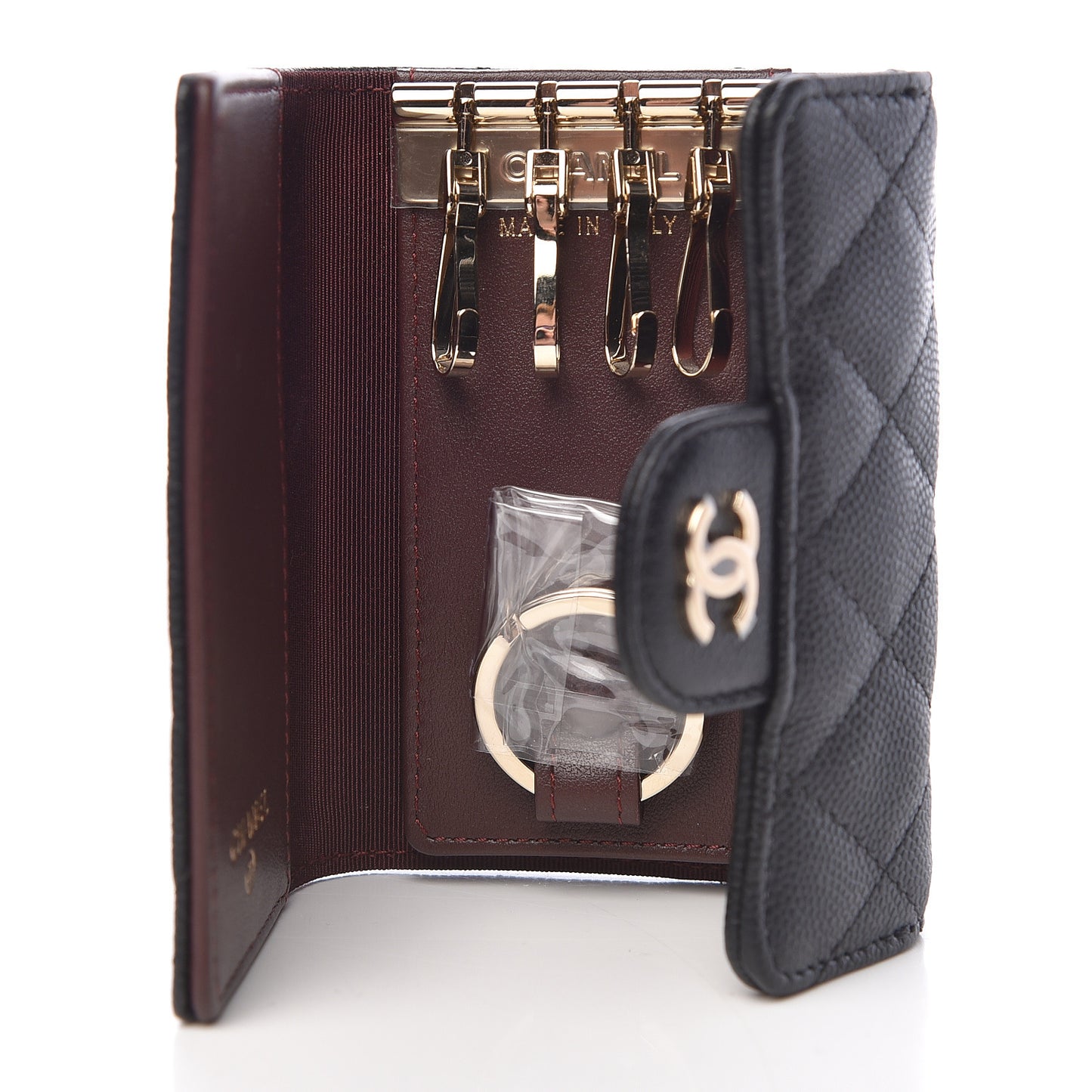 Caviar Quilted Classic 4 Key Holder Wallet Black