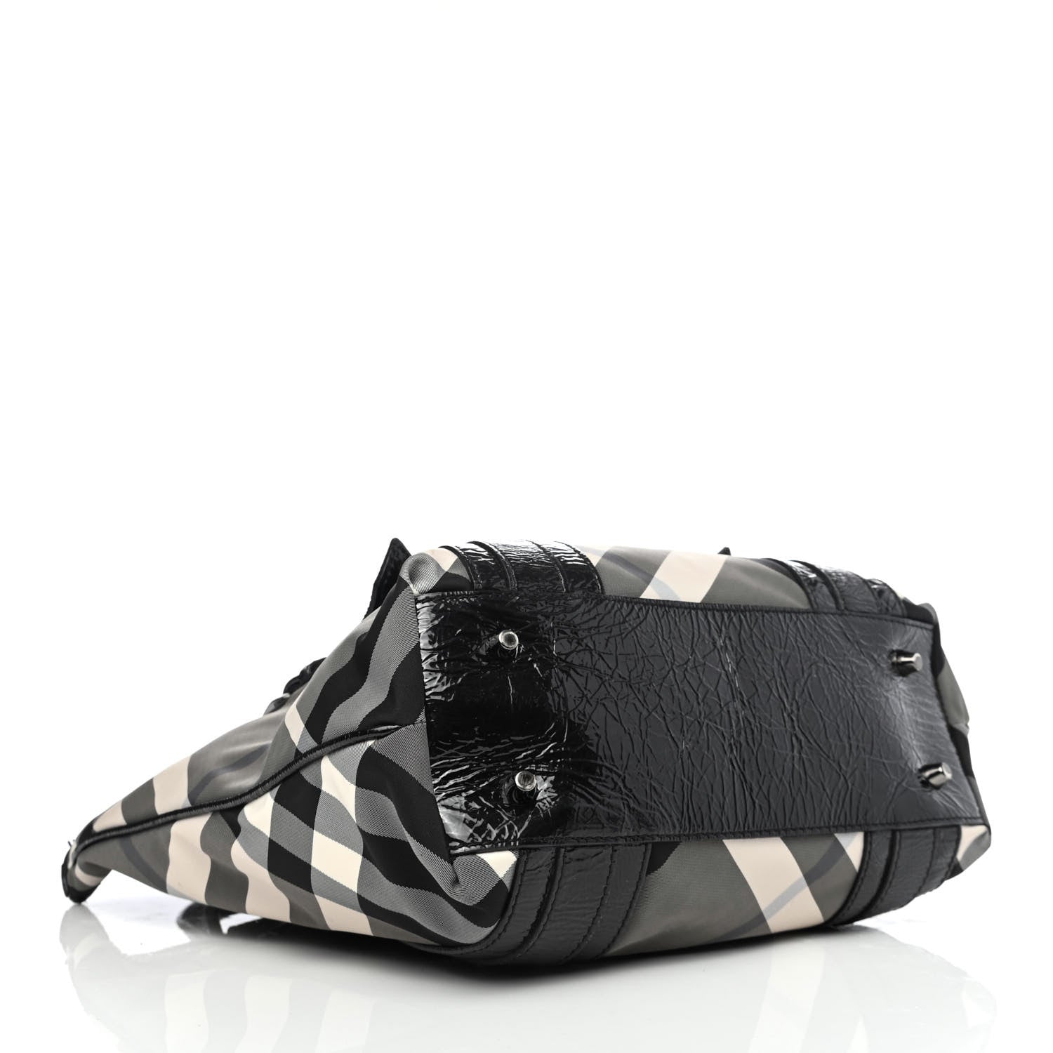 Burberry Patent Trim Smoked Check Tote Black 3 of 4