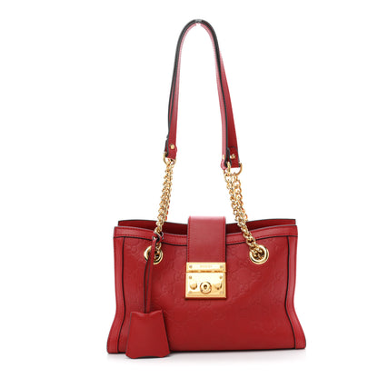 Gucci Guccissima Small Padlock Tote Red 1 of 11