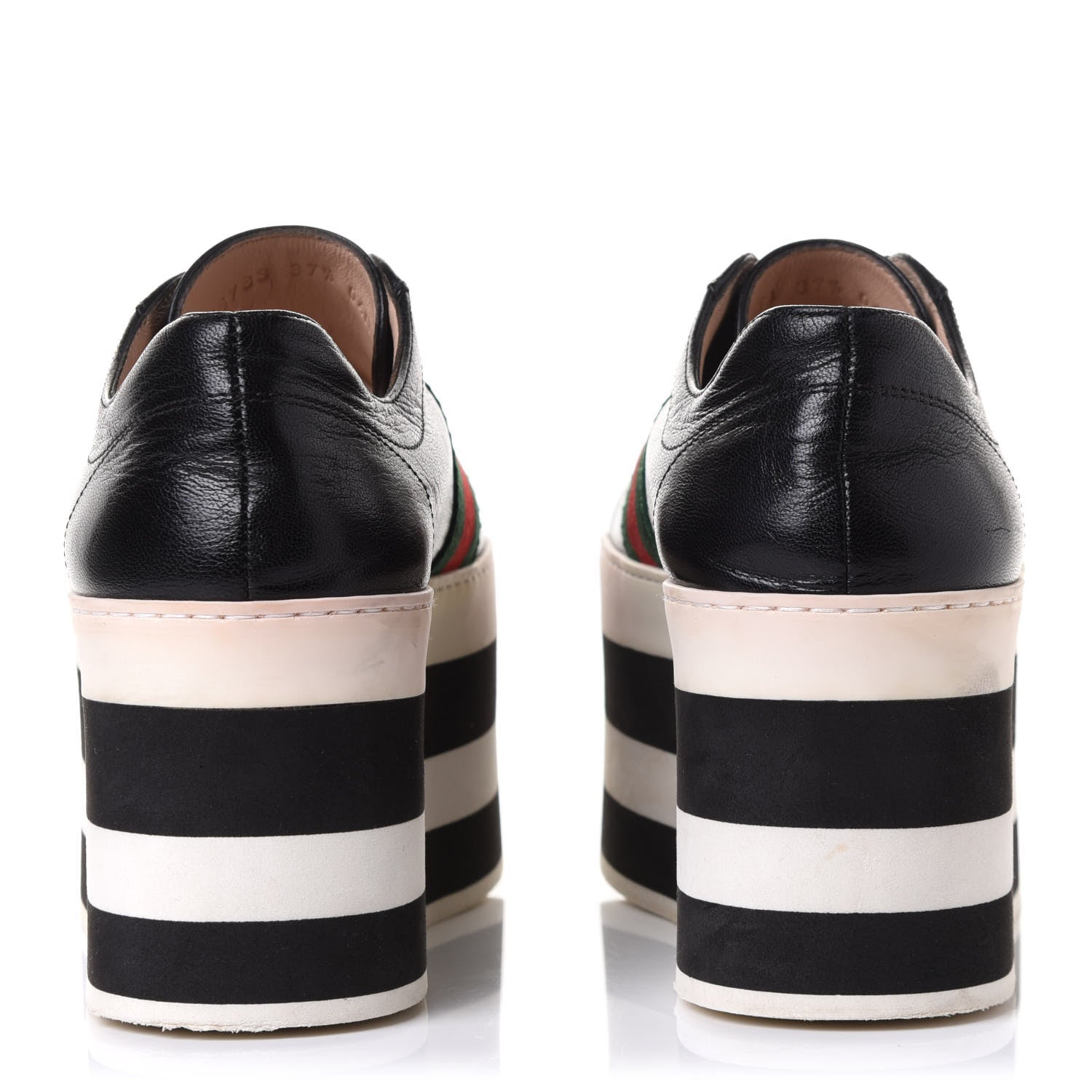 Gucci Malaga Kid Peggy Platform Sneakers 37.5 Black White 5 of 10