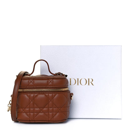 Christian Dior Lambskin Cannage Micro Lady Dior Vanity Case Cognac 12 of 12
