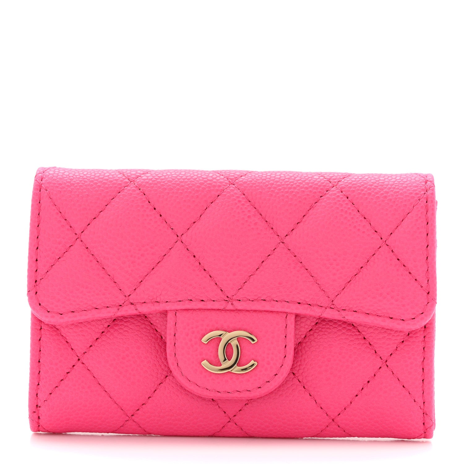 Chanel Caviar Quilted Flap Card Holder Wallet Pink 1 of 8