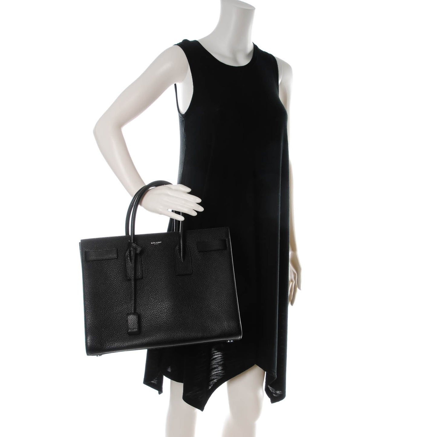 Grained Calfskin Large Sac De Jour Black