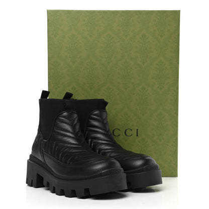 Gucci Calfskin Nappa Matelasse Frances Chelsea Boots 36.5 Black 9 of 9