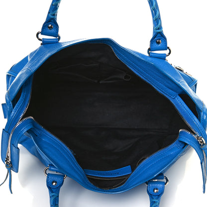 Balenciaga Chevre Silver Metallic Edge Hardware City Bleu Ceylon 5 of 12