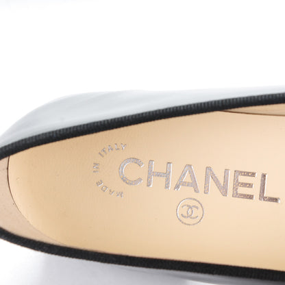 Chanel Patent CC Cap Toe Ballerina Flats 38 Black 7 of 7