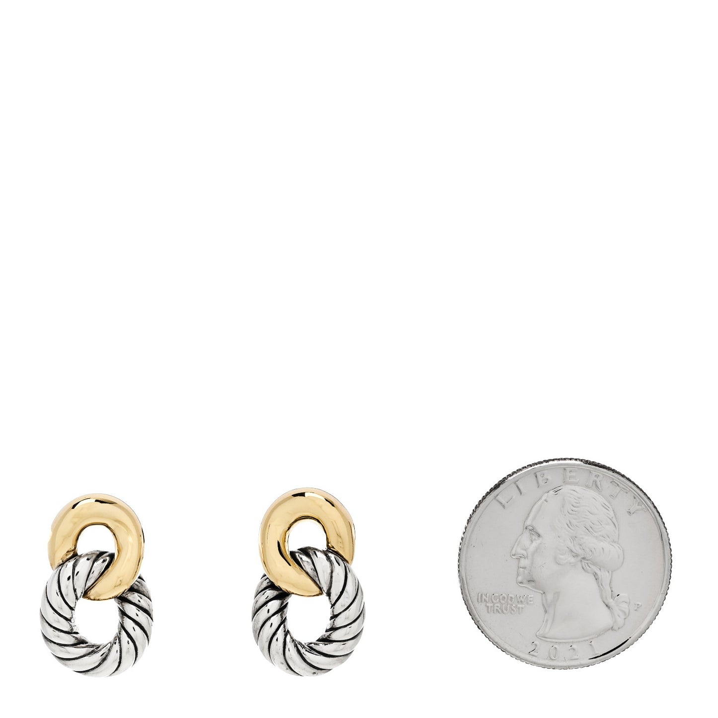 Sterling Silver 18K Yellow Gold Belmont Curb Link Drop Earrings
