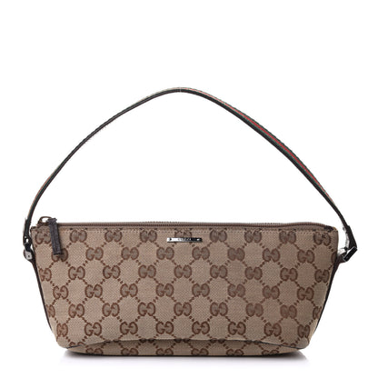 Gucci Monogram Web Boat Pochette Brown 1 of 10