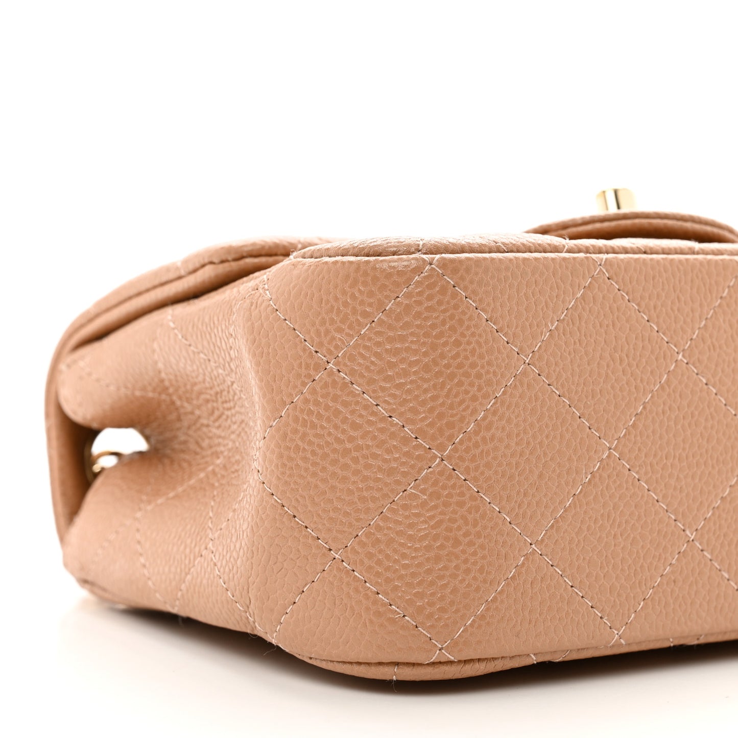 Caviar Quilted Mini Square Flap Beige