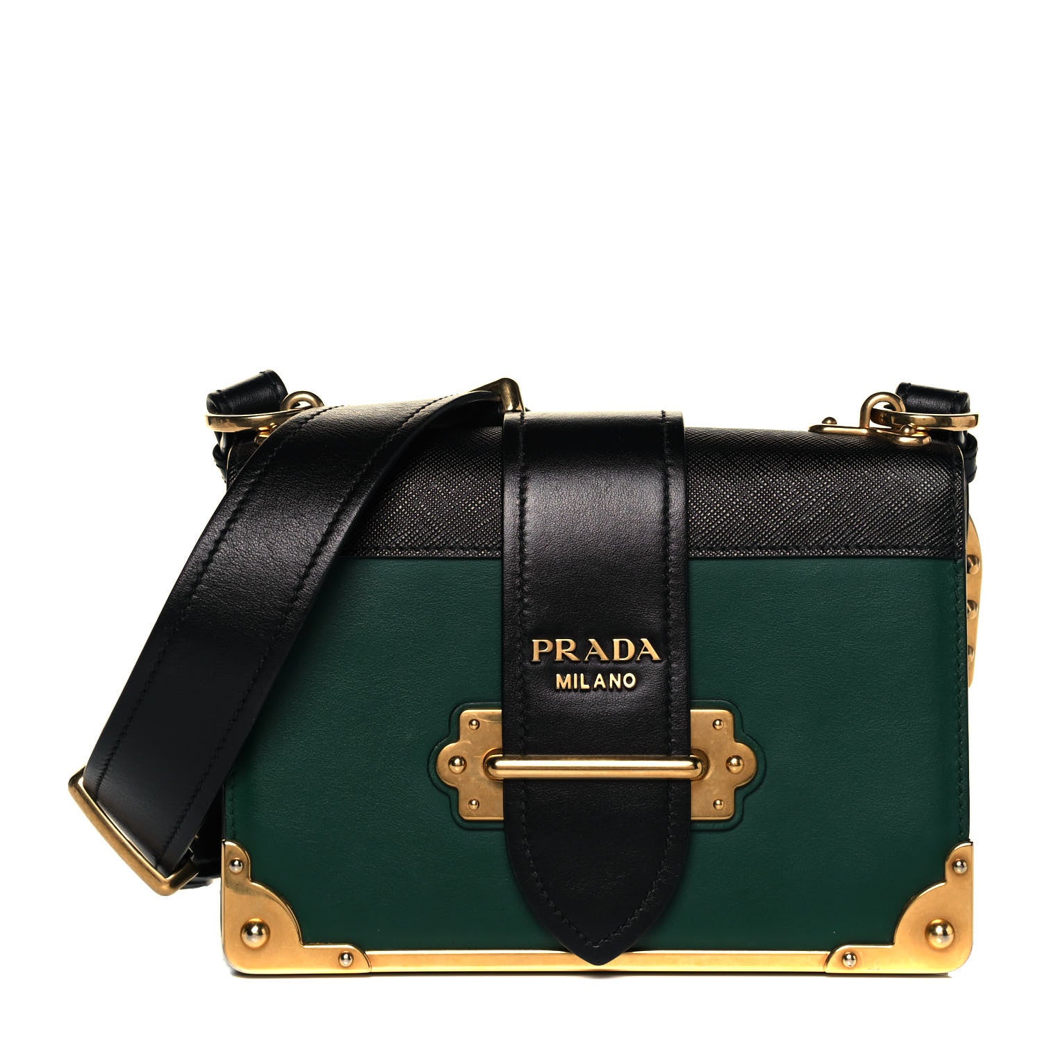 Prada City Calf Saffiano Cahier Bag Biliardo Black 1 of 9