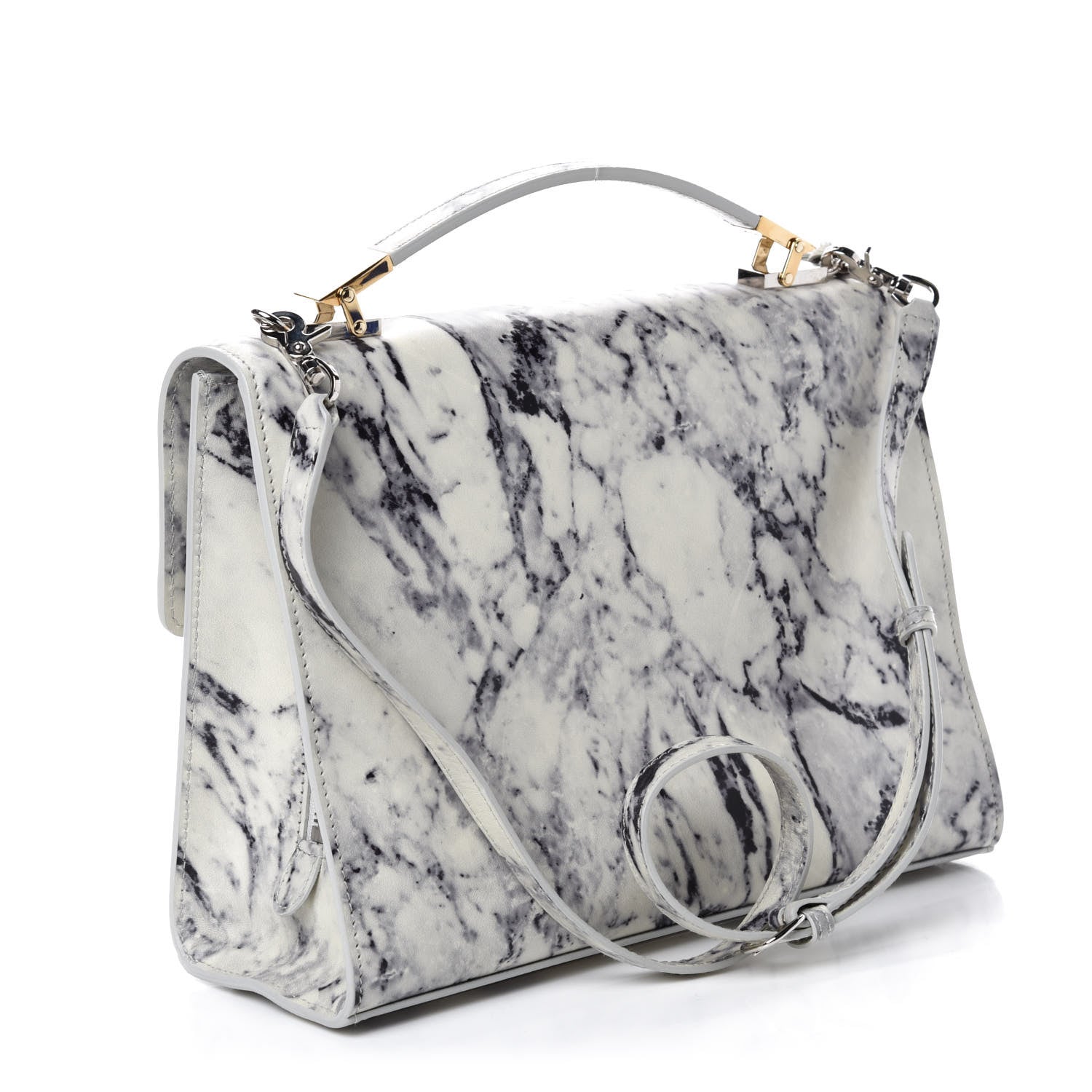 Balenciaga Veau Marbre Le Dix S New Cartable Briefcase Blanc Marbre Black 3 of 11