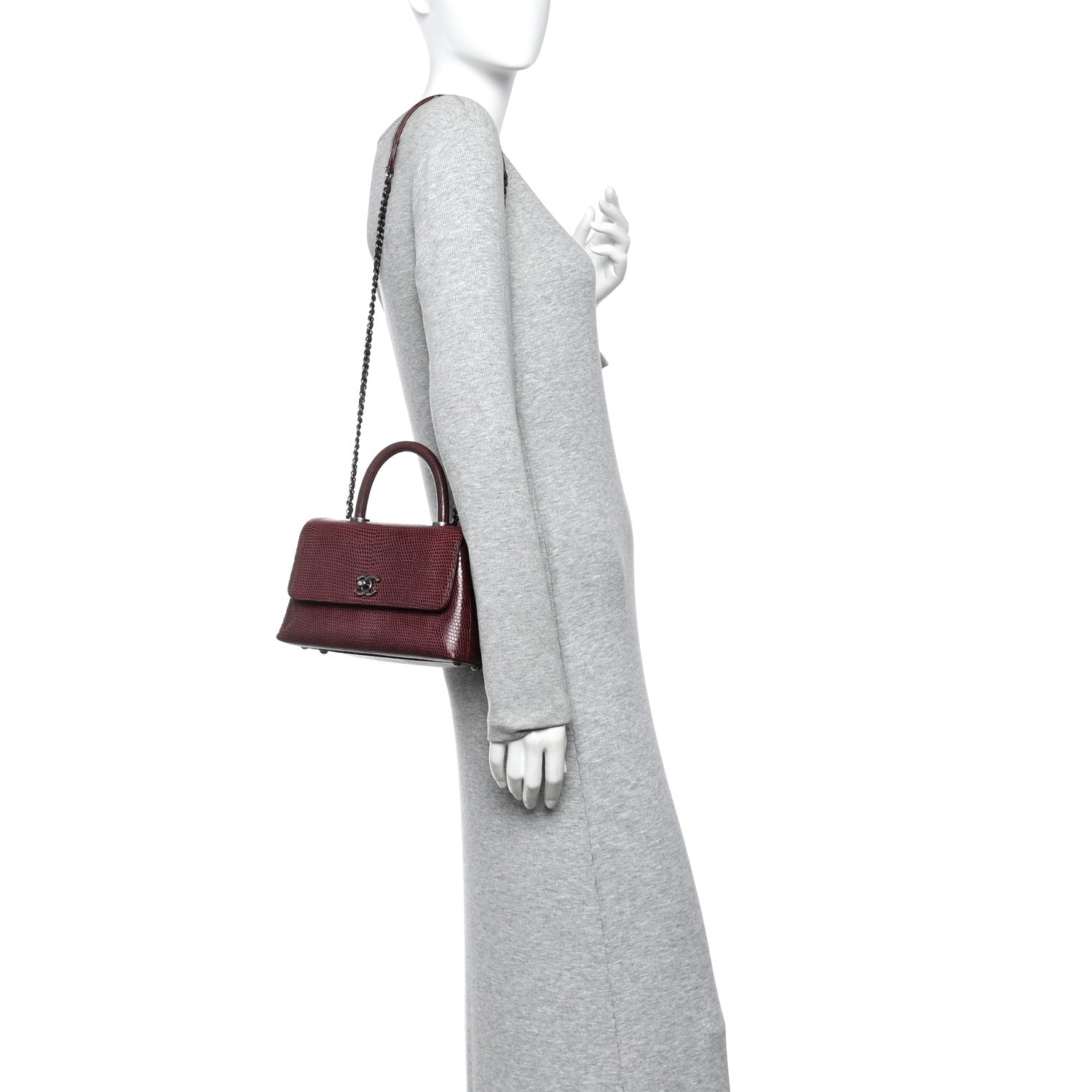 Chanel Lizard Mini Coco Handle Flap Burgundy 2 of 10