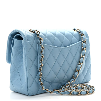 Chanel Caviar Quilted Small Double Flap Light Blue 3 of 10