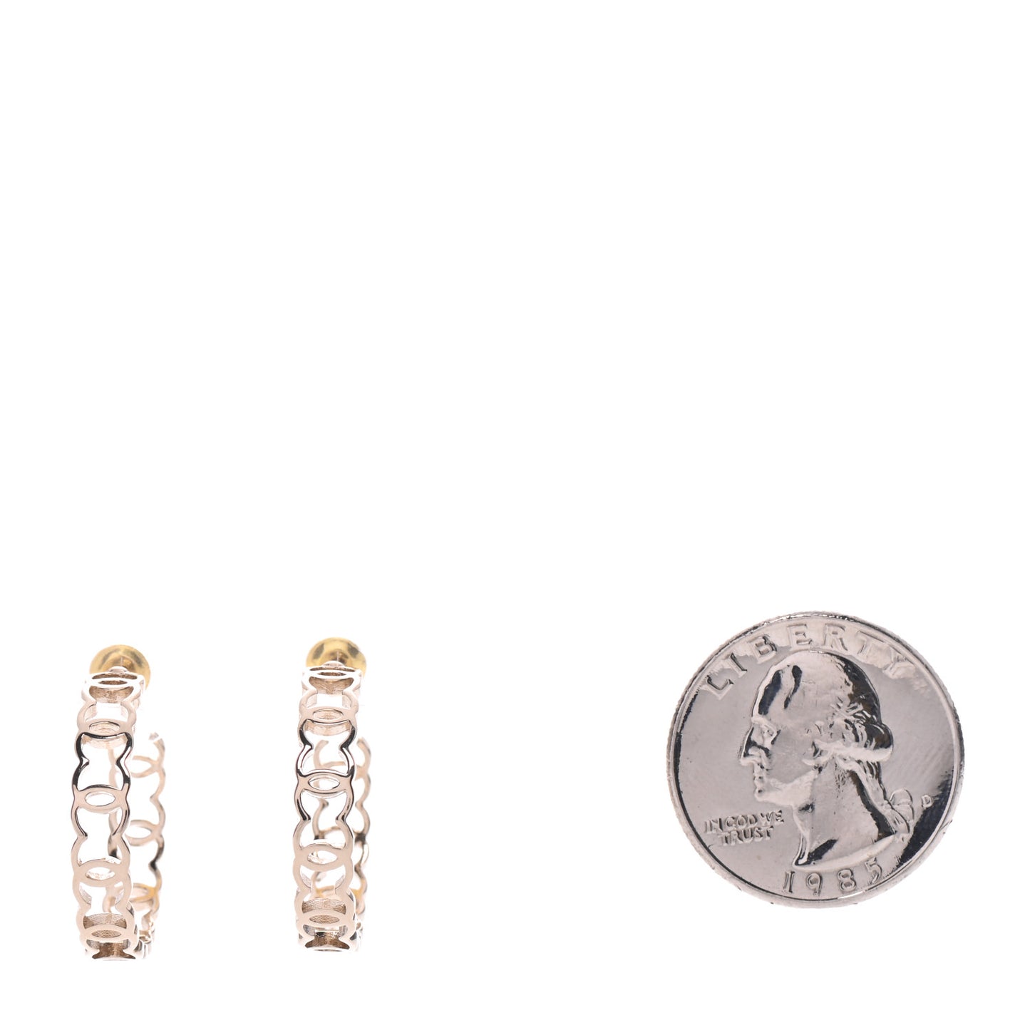 Metal CC Hoop Earrings Gold